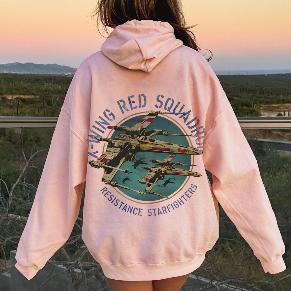 Star Wars X-Wing Squadron Faded Portrait Printed Back Unisex Cotton Hoodie
