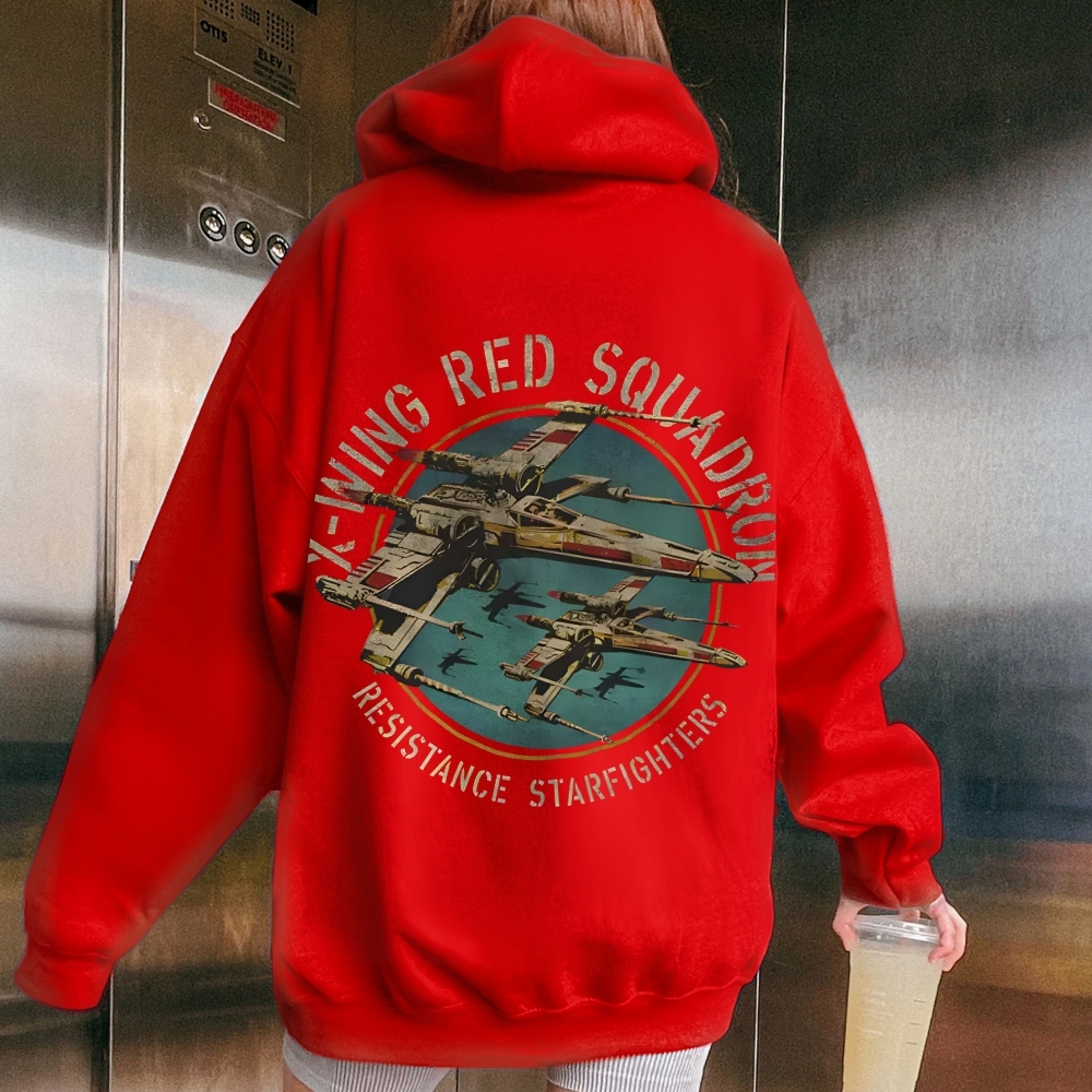 Star Wars X-Wing Squadron Faded Portrait Printed Back Unisex Cotton Hoodie