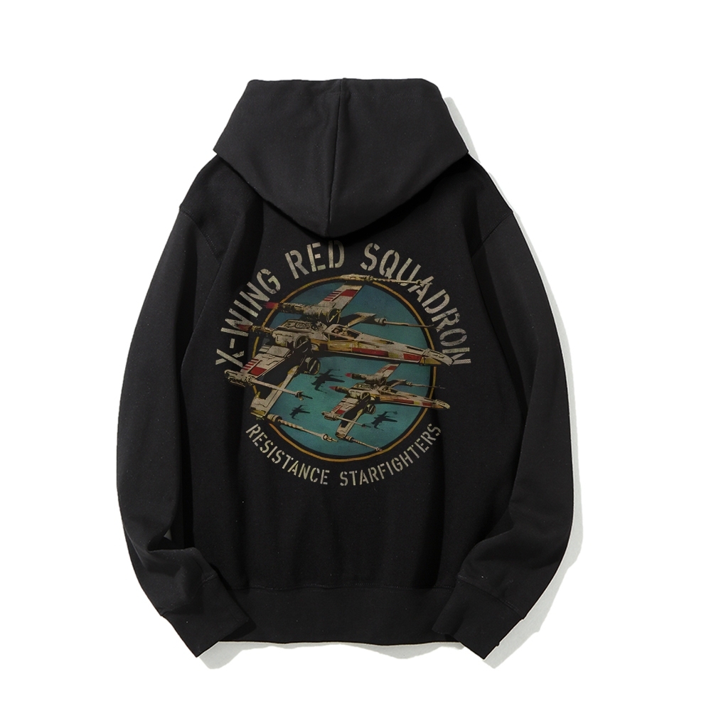 Star Wars X-Wing Squadron Faded Portrait Printed Back Unisex Cotton Hoodie