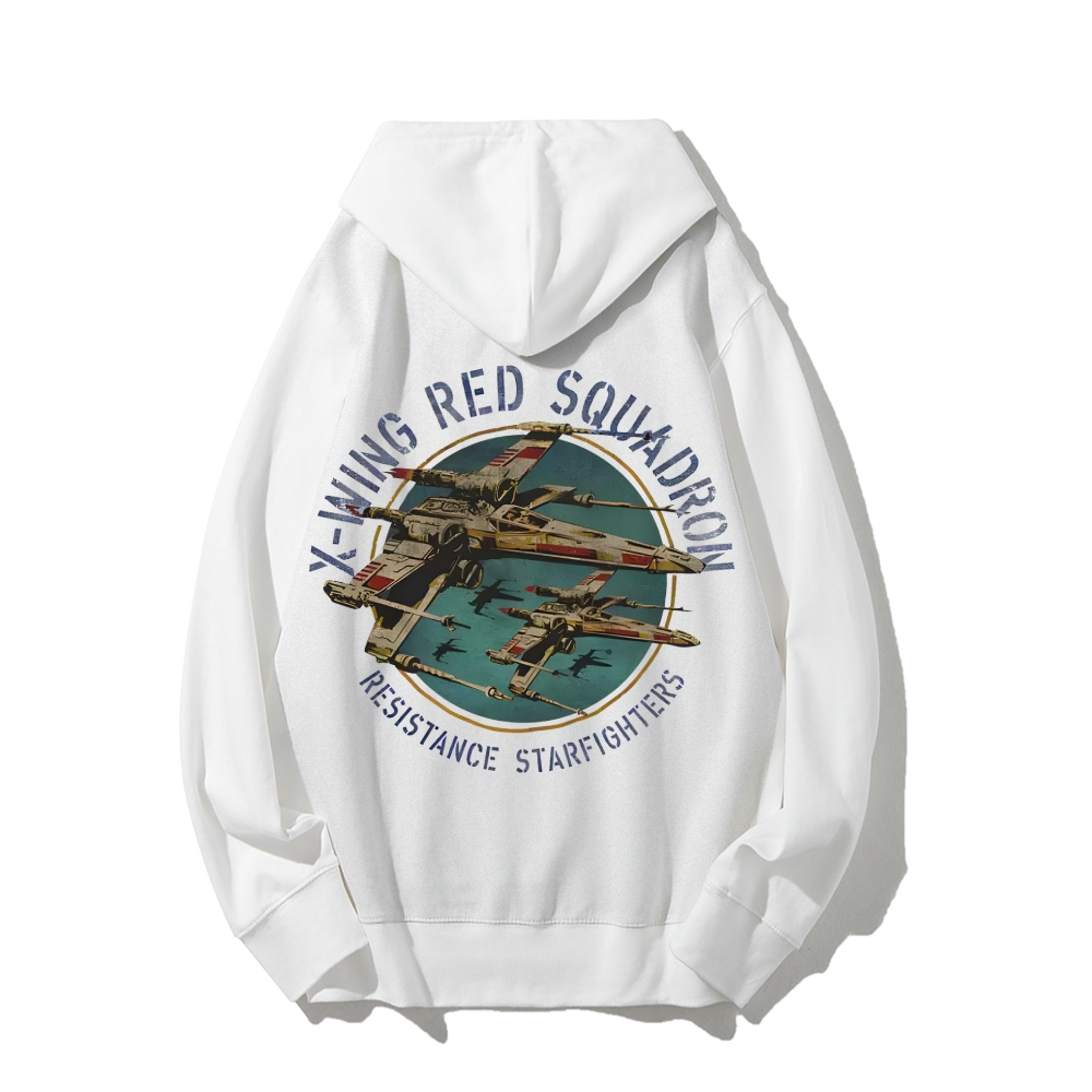Star Wars X-Wing Squadron Faded Portrait Printed Back Unisex Cotton Hoodie