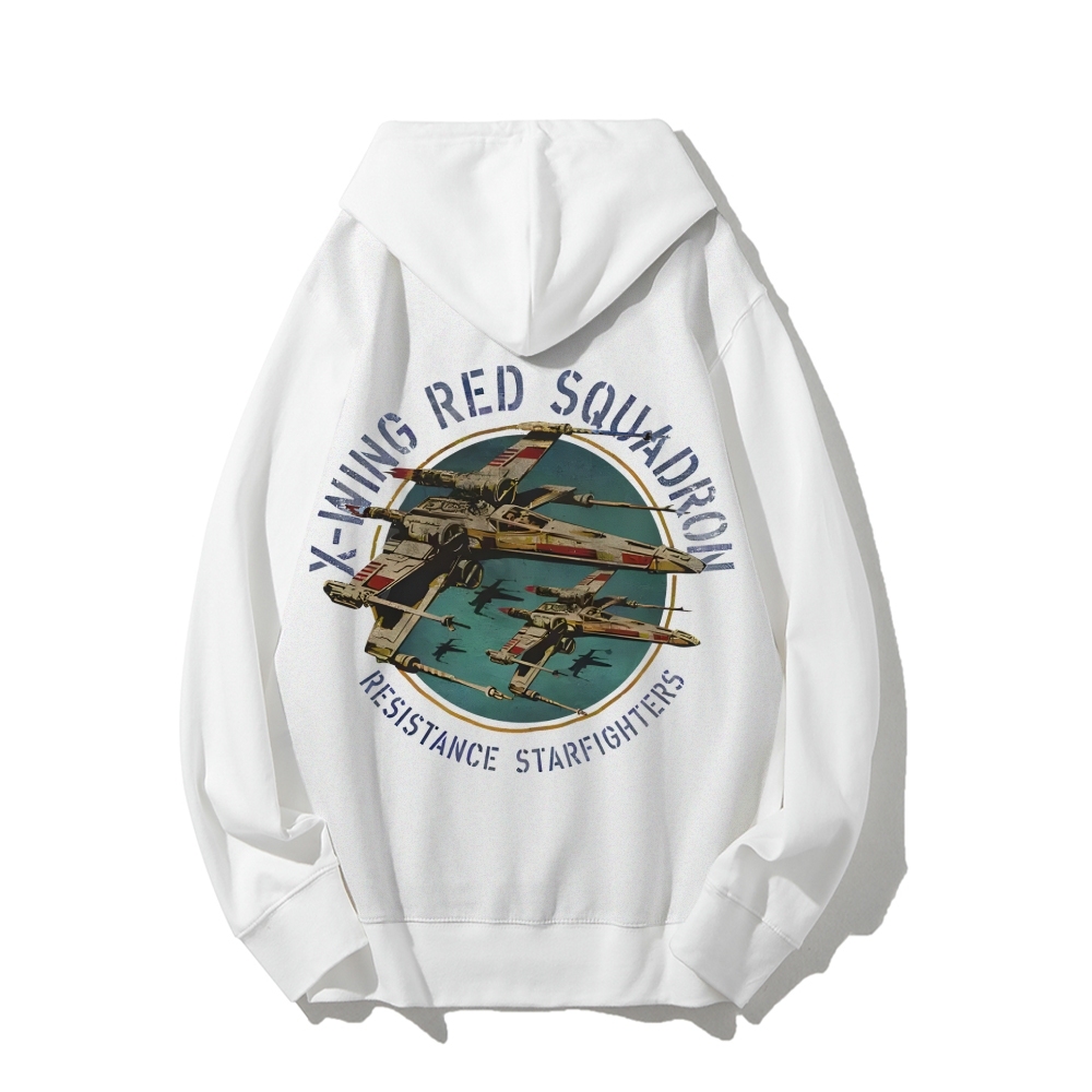 Star Wars X-Wing Squadron Faded Portrait Printed Back Unisex Cotton Hoodie