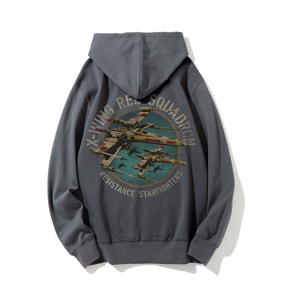 Star Wars X-Wing Squadron Faded Portrait Printed Back Unisex Cotton Hoodie