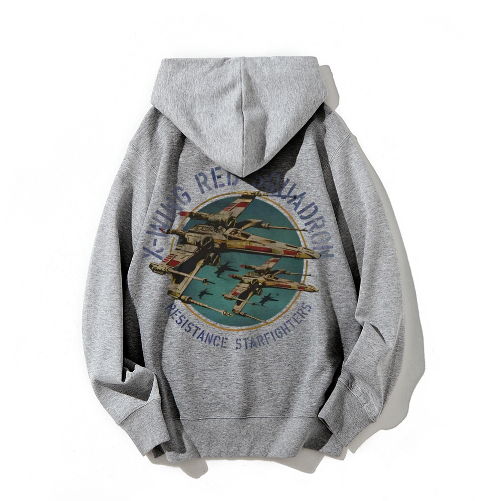 Star Wars X-Wing Squadron Faded Portrait Printed Back Unisex Cotton Hoodie