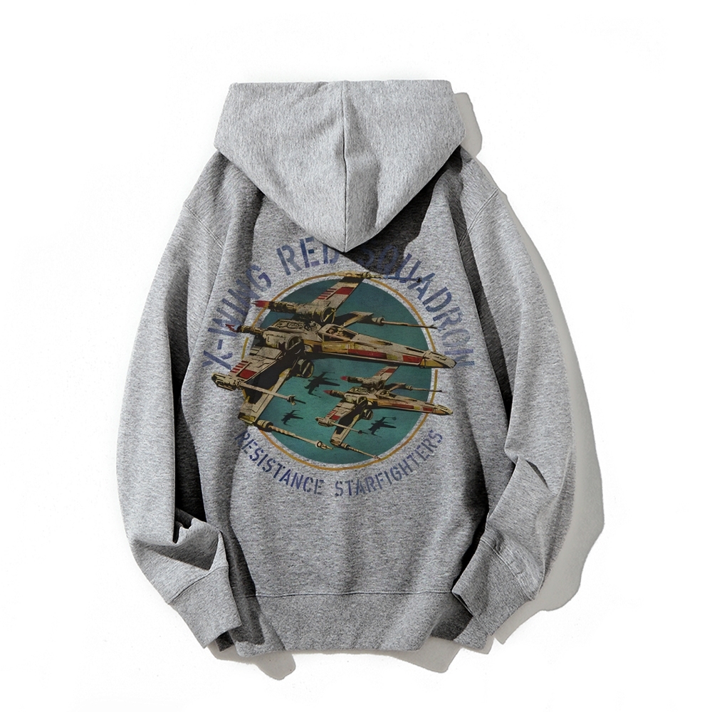 Star Wars X-Wing Squadron Faded Portrait Printed Back Unisex Cotton Hoodie