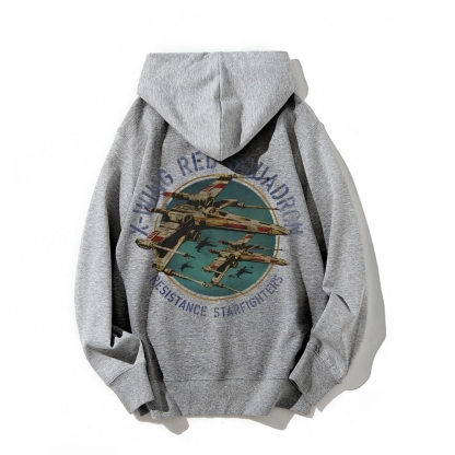 Star Wars X-Wing Squadron Faded Portrait Printed Back Unisex Cotton Hoodie