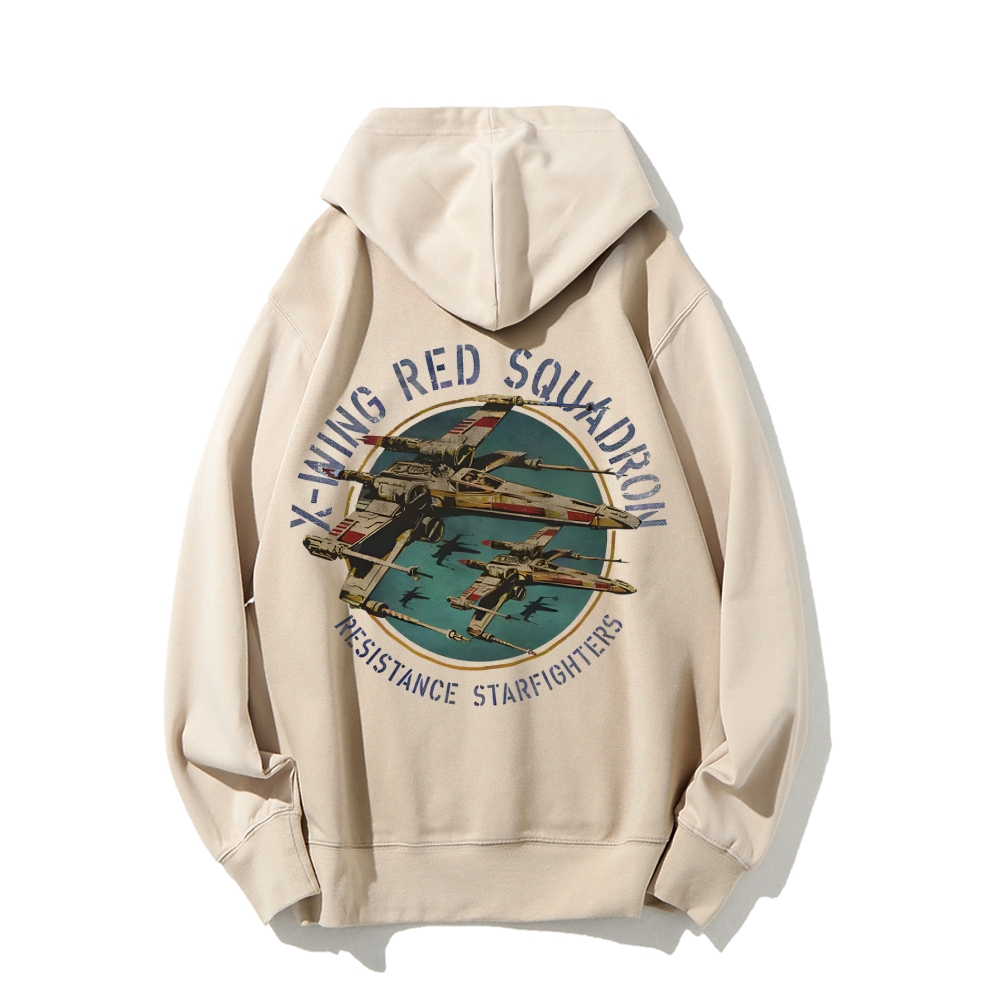 Star Wars X-Wing Squadron Faded Portrait Printed Back Unisex Cotton Hoodie