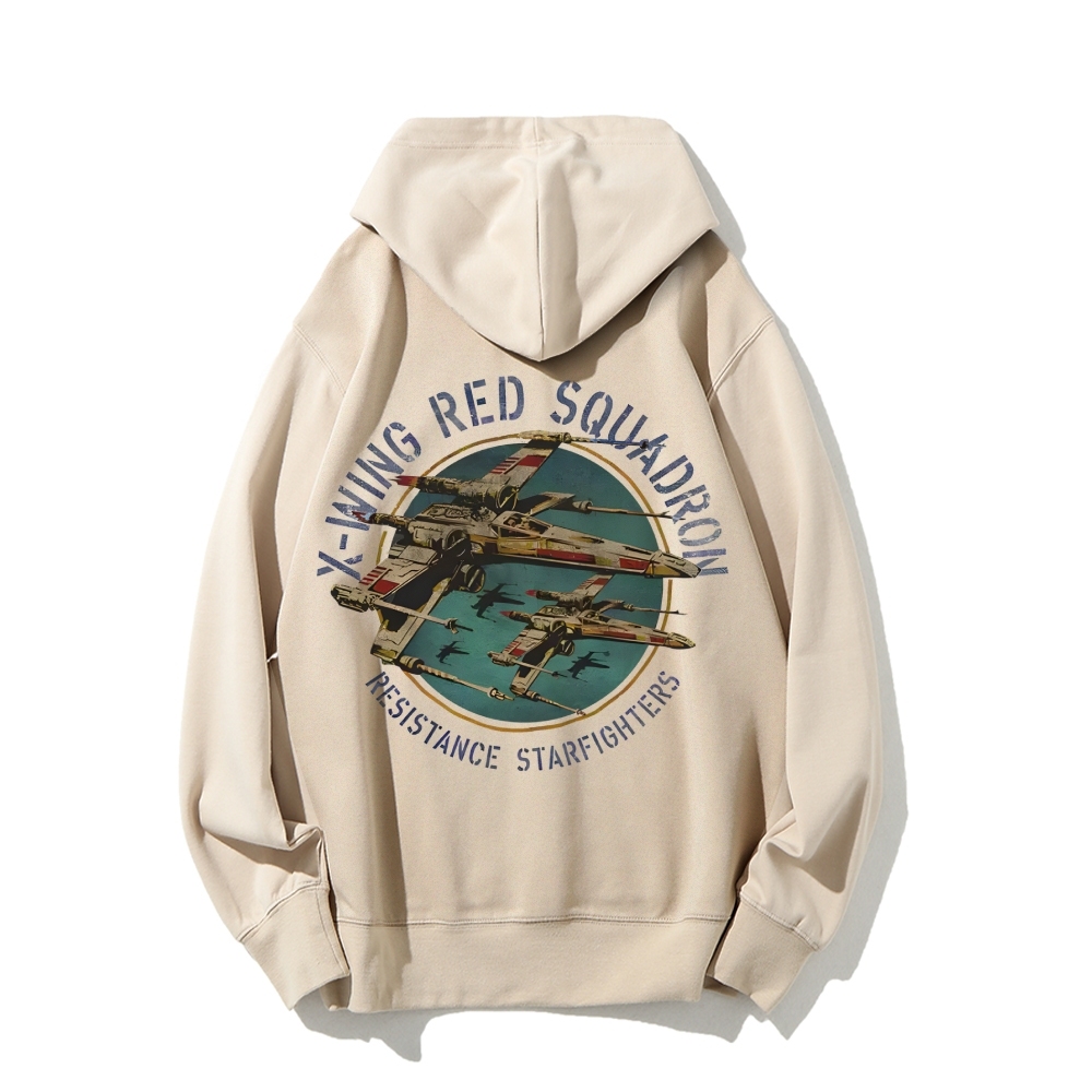 Star Wars X-Wing Squadron Faded Portrait Printed Back Unisex Cotton Hoodie