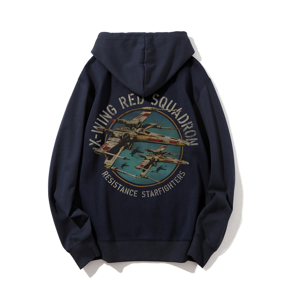 Star Wars X-Wing Squadron Faded Portrait Printed Back Unisex Cotton Hoodie