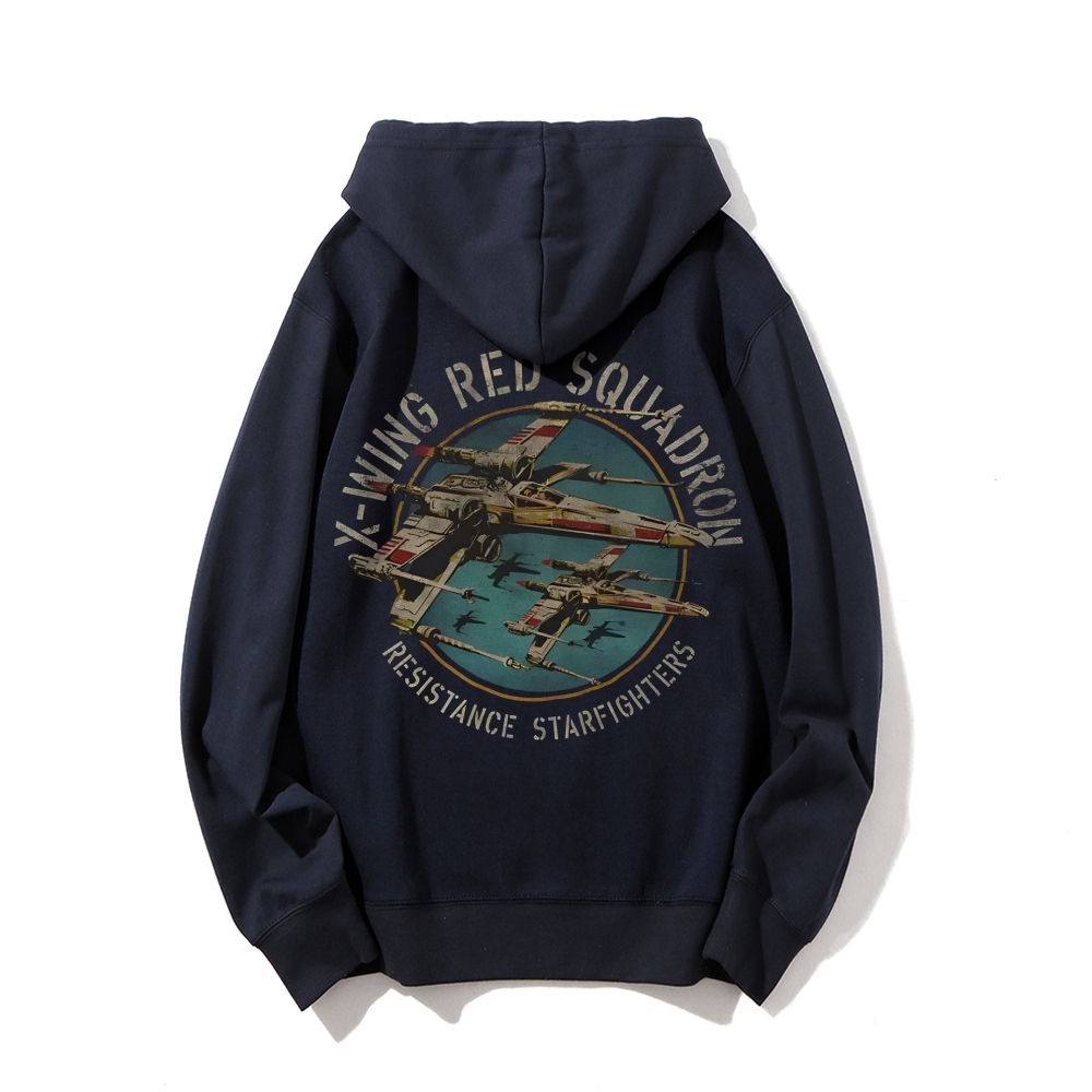 Star Wars X-Wing Squadron Faded Portrait Printed Back Unisex Cotton Hoodie