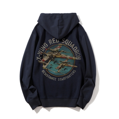 Star Wars X-Wing Squadron Faded Portrait Printed Back Unisex Cotton Hoodie