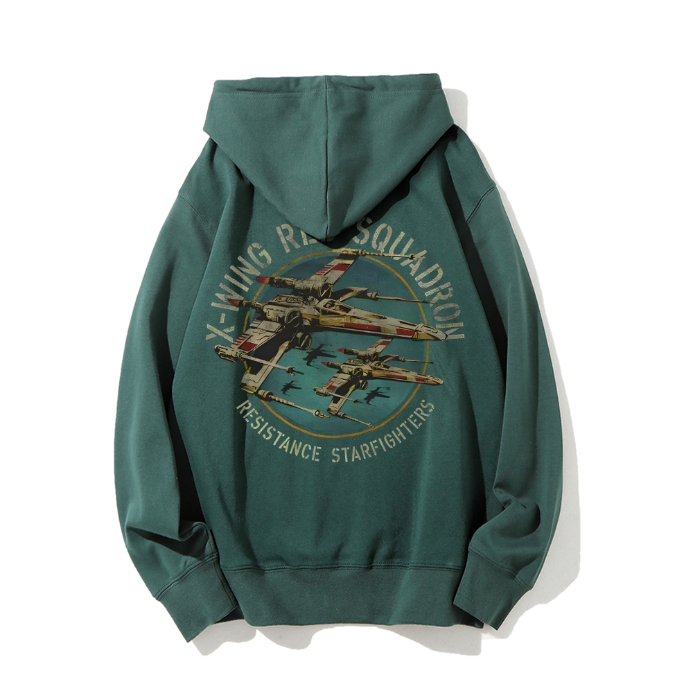 Star Wars X-Wing Squadron Faded Portrait Printed Back Unisex Cotton Hoodie