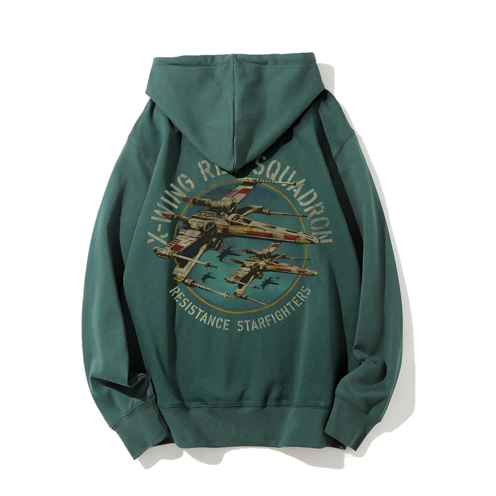 Star Wars X-Wing Squadron Faded Portrait Printed Back Unisex Cotton Hoodie