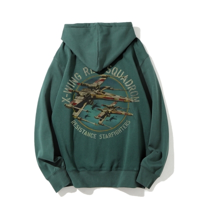 Star Wars X-Wing Squadron Faded Portrait Printed Back Unisex Cotton Hoodie
