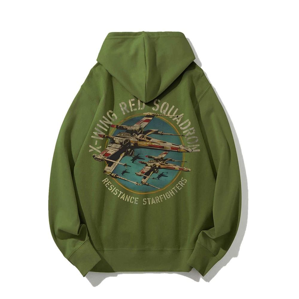 Star Wars X-Wing Squadron Faded Portrait Printed Back Unisex Cotton Hoodie
