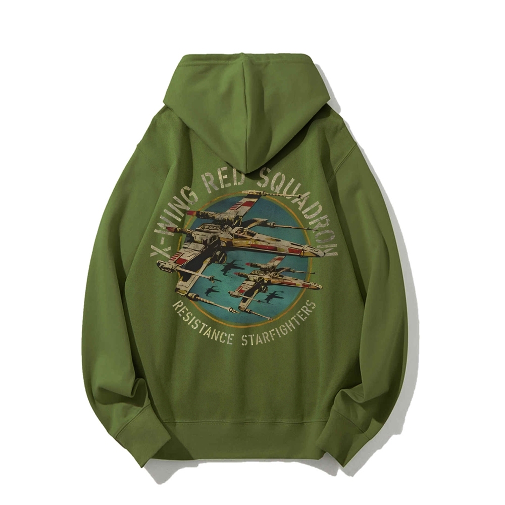 Star Wars X-Wing Squadron Faded Portrait Printed Back Unisex Cotton Hoodie