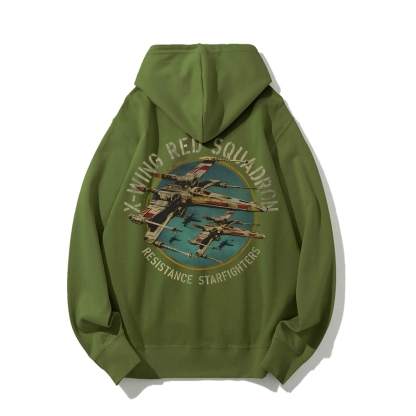 Star Wars X-Wing Squadron Faded Portrait Printed Back Unisex Cotton Hoodie