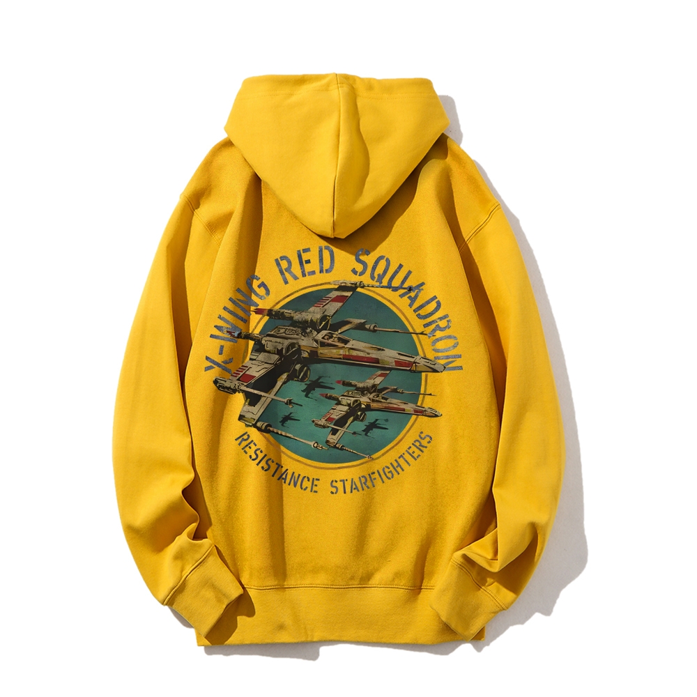 Star Wars X-Wing Squadron Faded Portrait Printed Back Unisex Cotton Hoodie