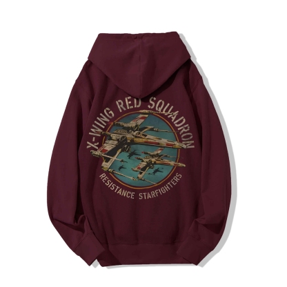 Star Wars X-Wing Squadron Faded Portrait Printed Back Unisex Cotton Hoodie