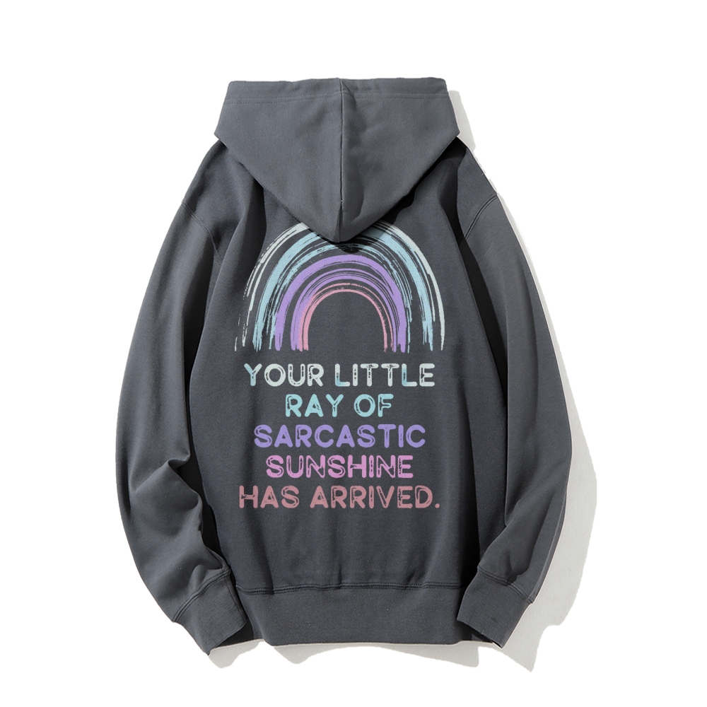 Your Little Ray of Sarcastic Sunshine Has Arrived Printed Back Cotton Hoodie