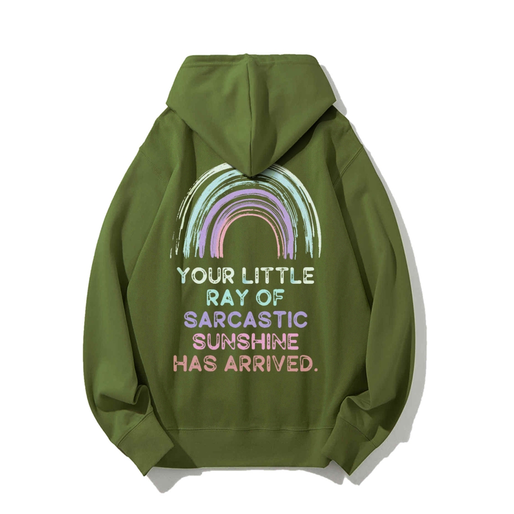 Your Little Ray of Sarcastic Sunshine Has Arrived Printed Back Cotton Hoodie