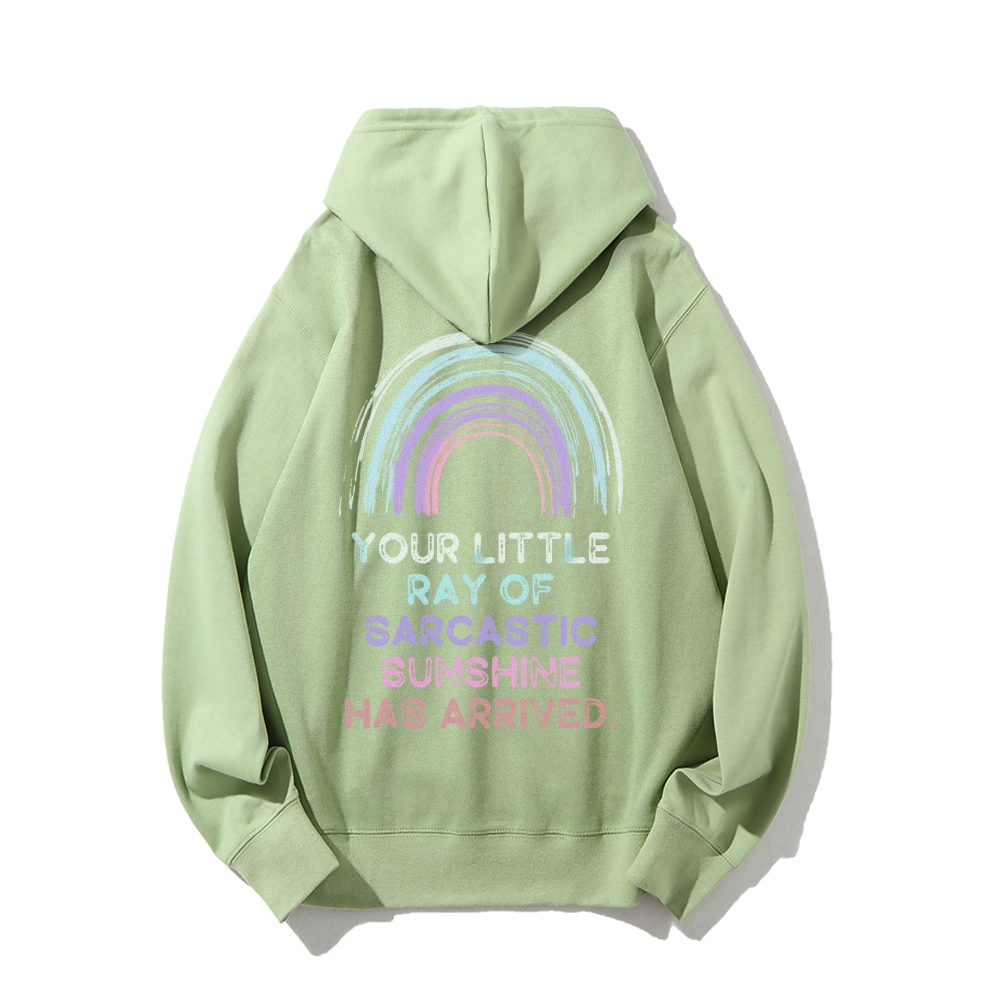 Your Little Ray of Sarcastic Sunshine Has Arrived Printed Back Cotton Hoodie