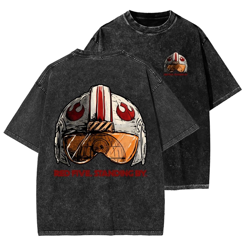 Standing By Front And Back Printing Washed T-shirt