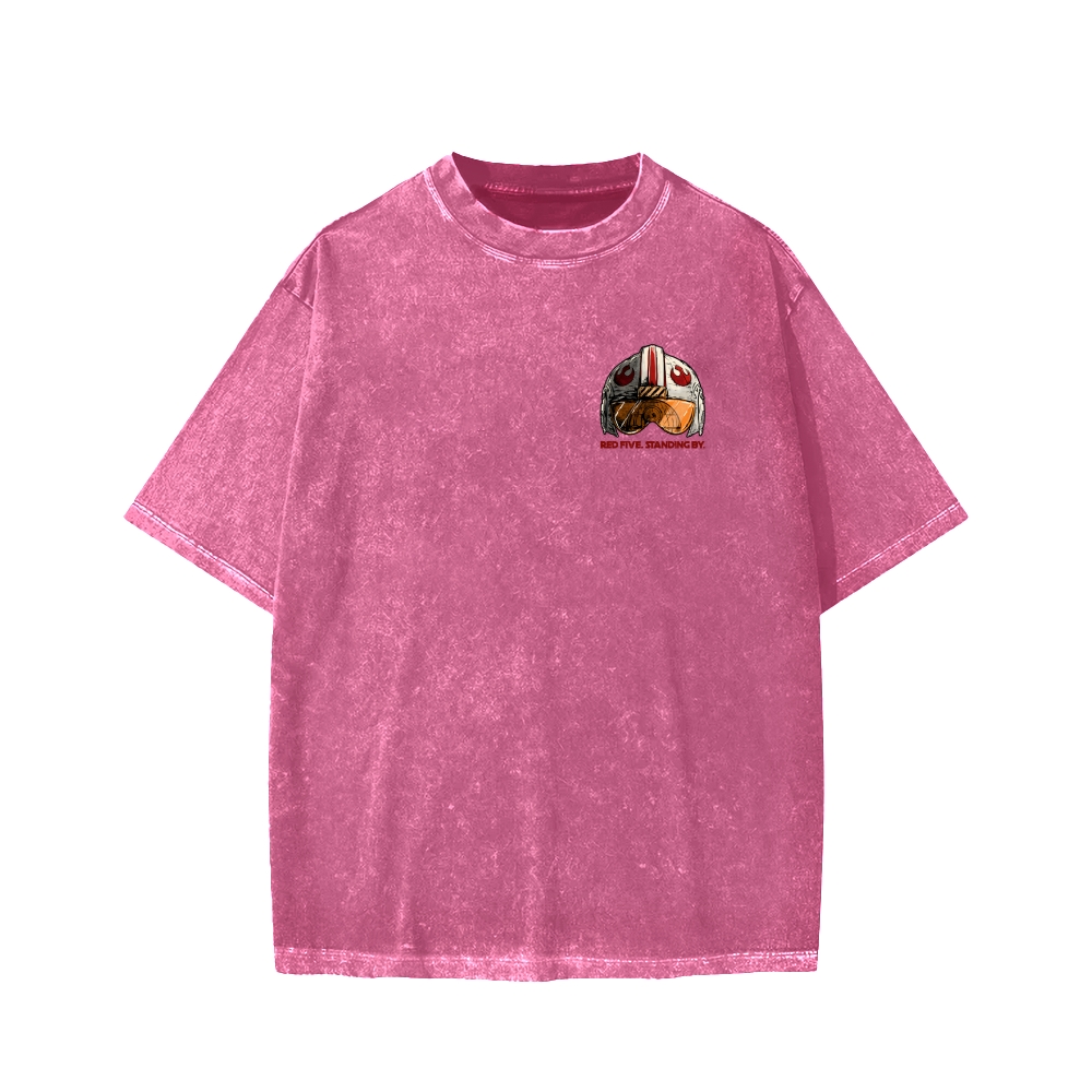Standing By Front And Back Printing Washed T-shirt