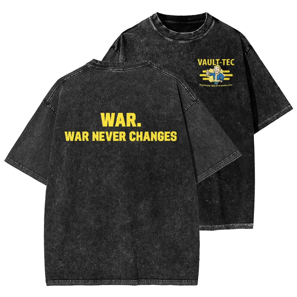 Eternal War Front And Back Printing Washed T-shirt