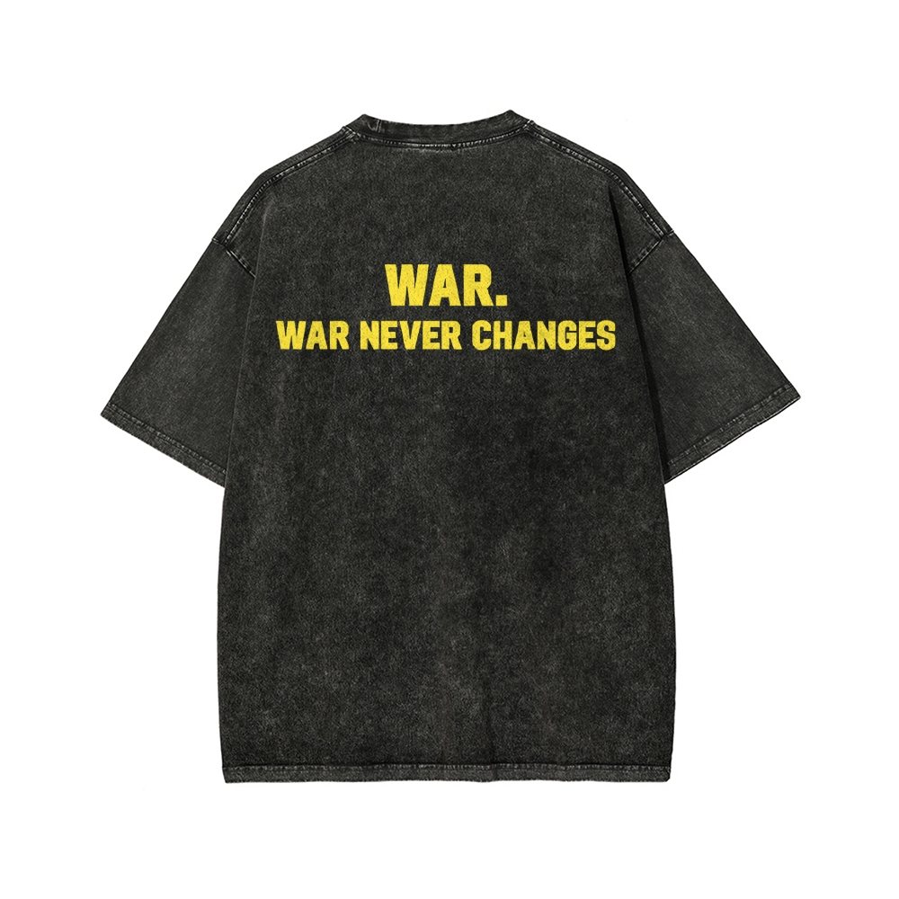 Eternal War Front And Back Printing Washed T-shirt
