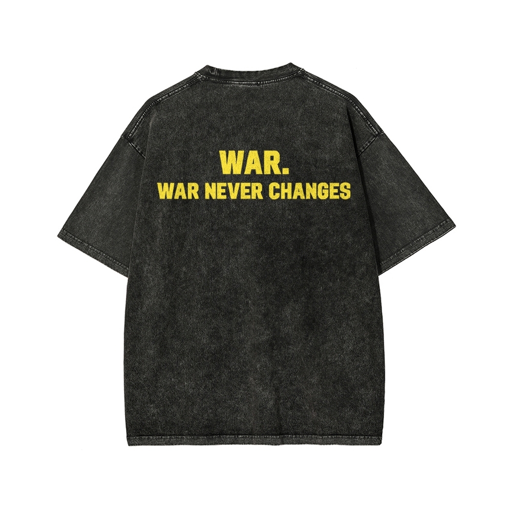 Eternal War Front And Back Printing Washed T-shirt