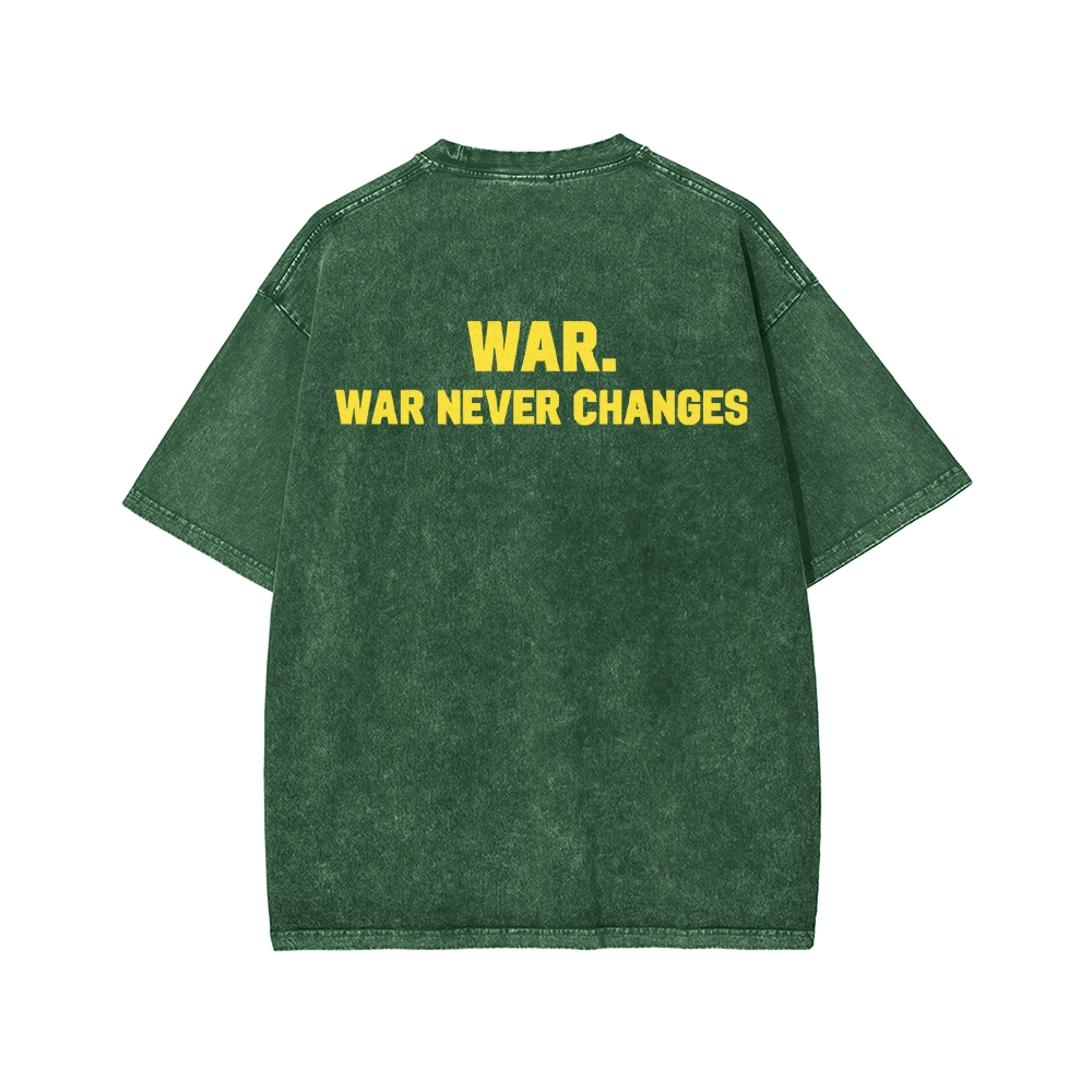 Eternal War Front And Back Printing Washed T-shirt