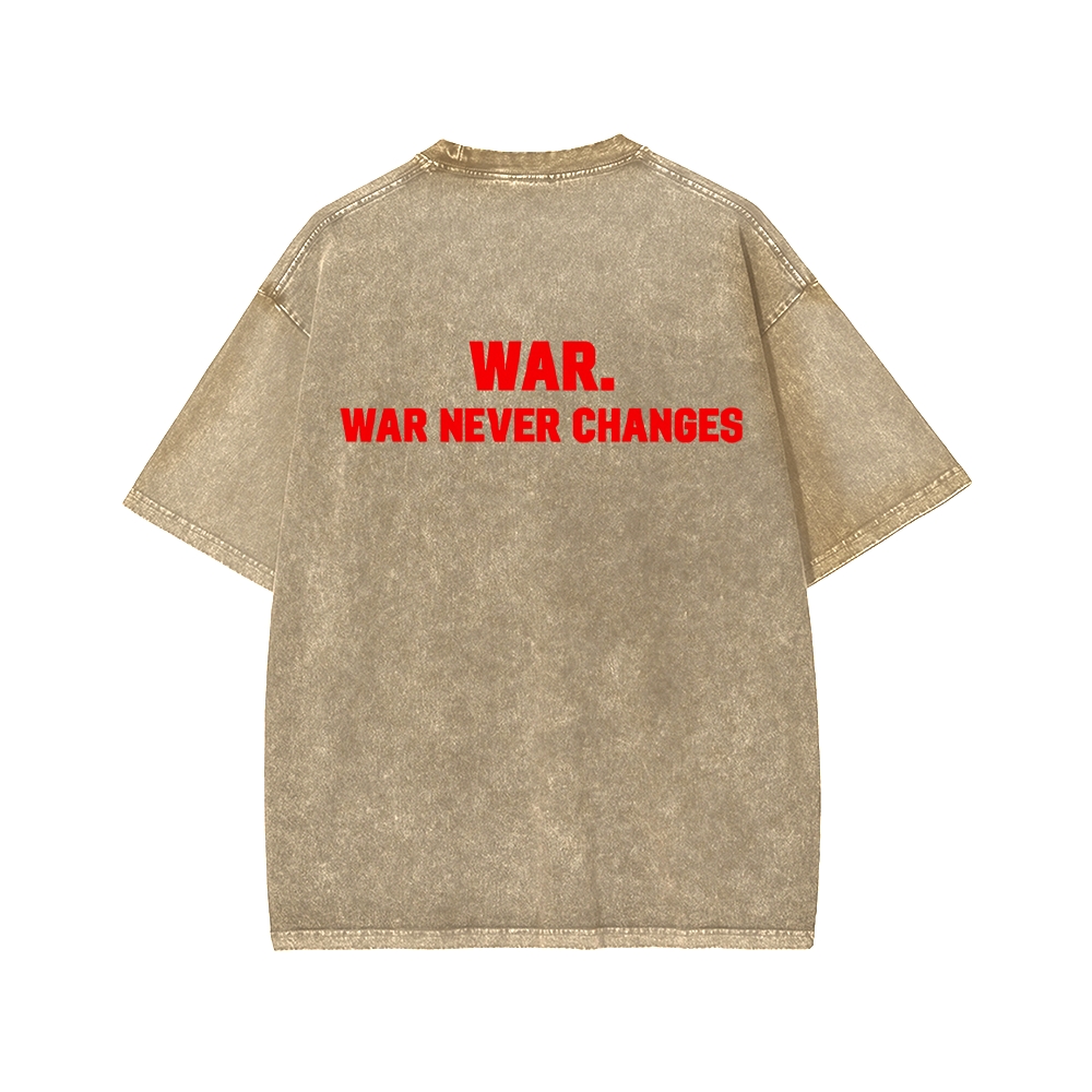 Eternal War Front And Back Printing Washed T-shirt