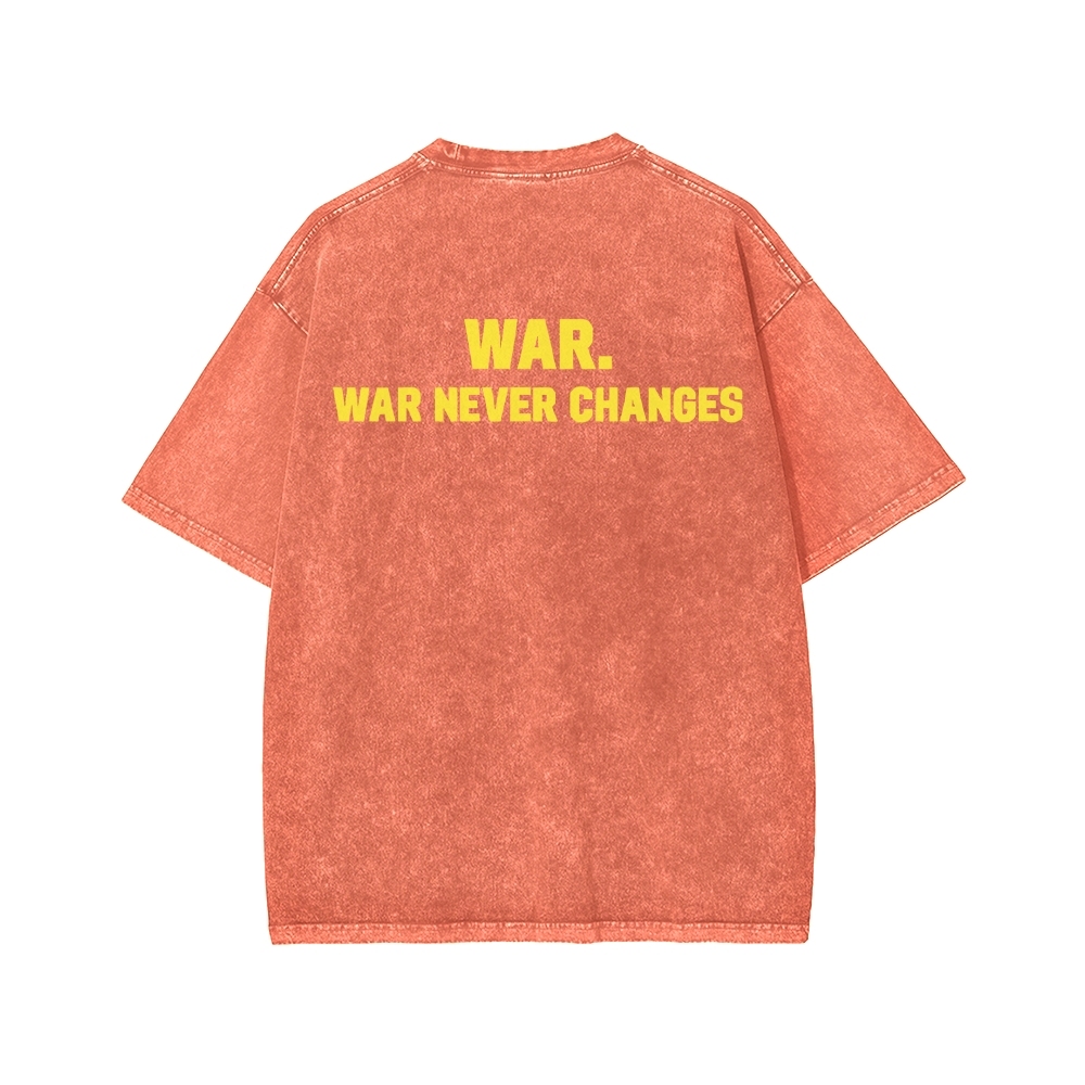 Eternal War Front And Back Printing Washed T-shirt