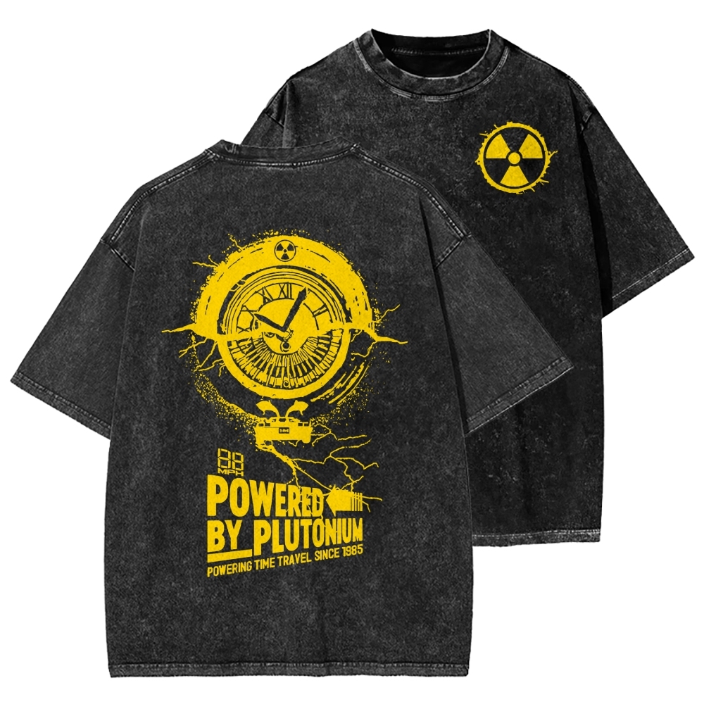 Plutonium Power Front And Back Printing Washed T-shirt