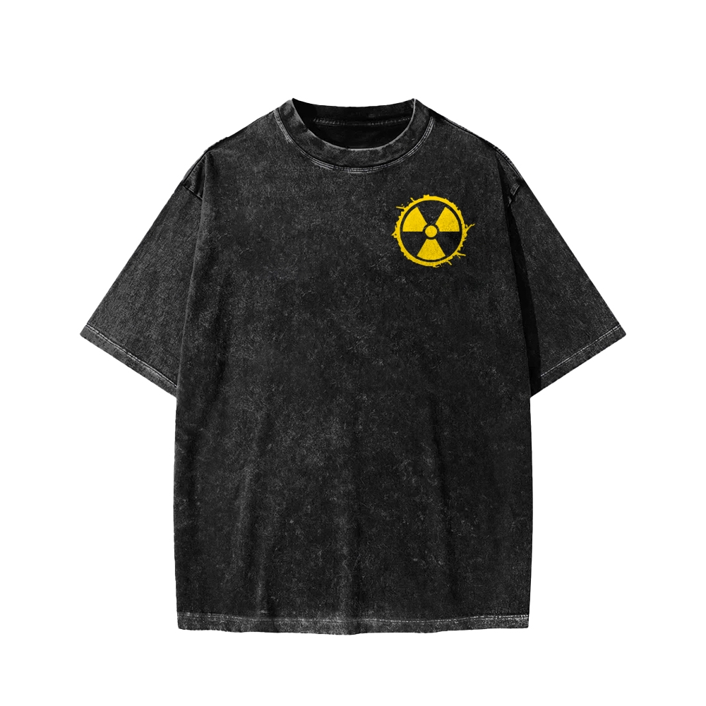 Plutonium Power Front And Back Printing Washed T-shirt