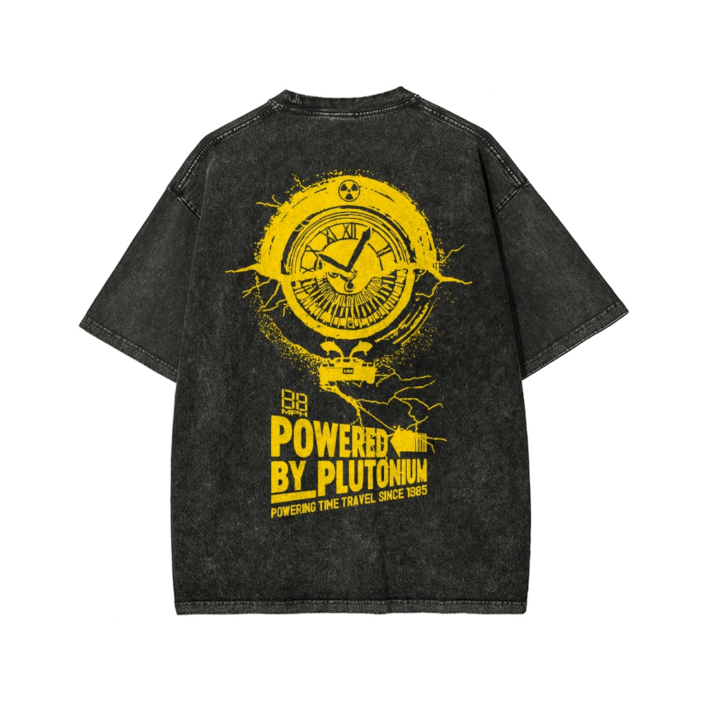 Plutonium Power Front And Back Printing Washed T-shirt