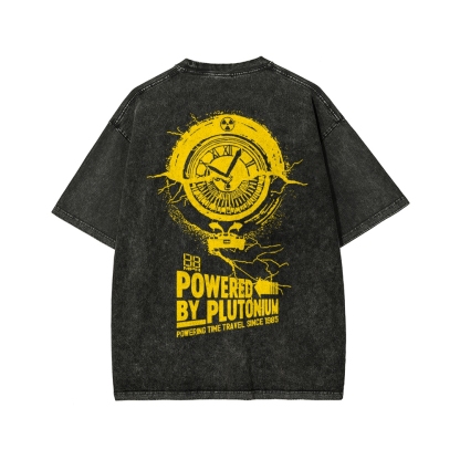 Plutonium Power Front And Back Printing Washed T-shirt