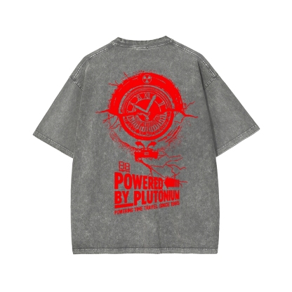 Plutonium Power Front And Back Printing Washed T-shirt