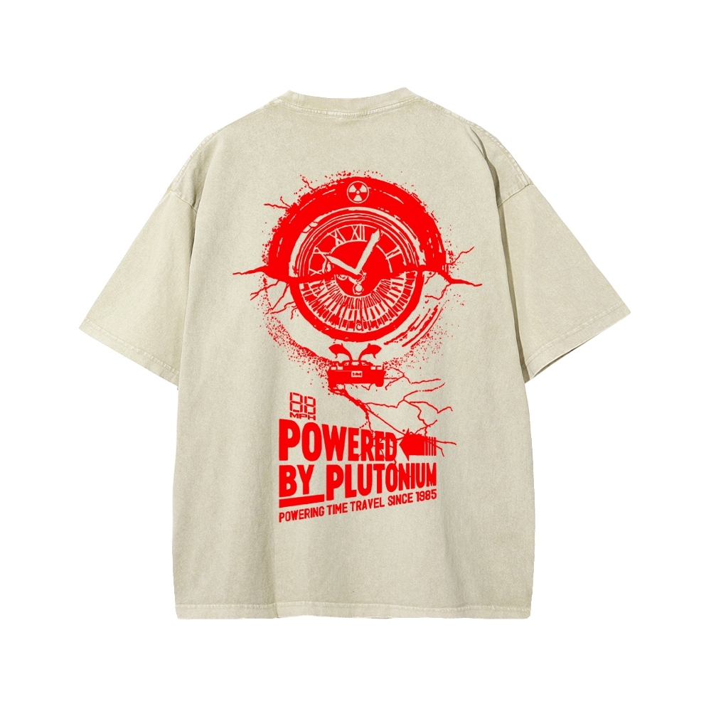 Plutonium Power Front And Back Printing Washed T-shirt
