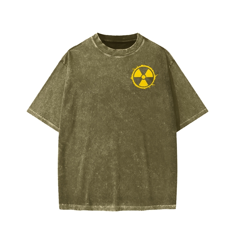Plutonium Power Front And Back Printing Washed T-shirt