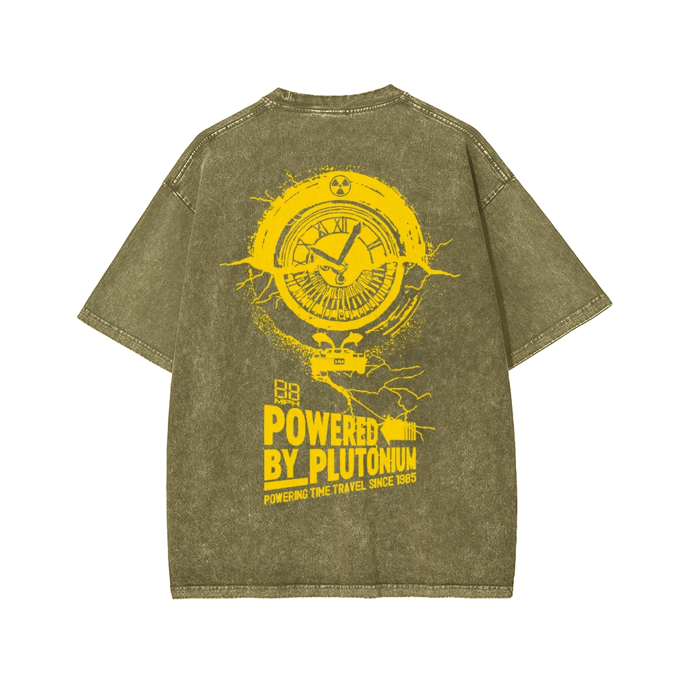 Plutonium Power Front And Back Printing Washed T-shirt