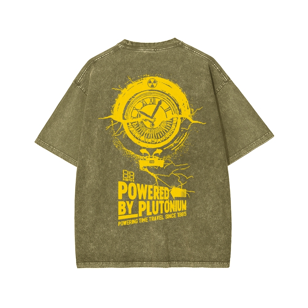 Plutonium Power Front And Back Printing Washed T-shirt