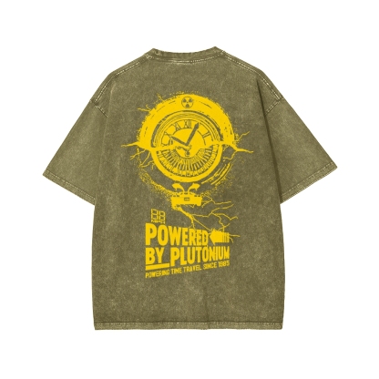 Plutonium Power Front And Back Printing Washed T-shirt