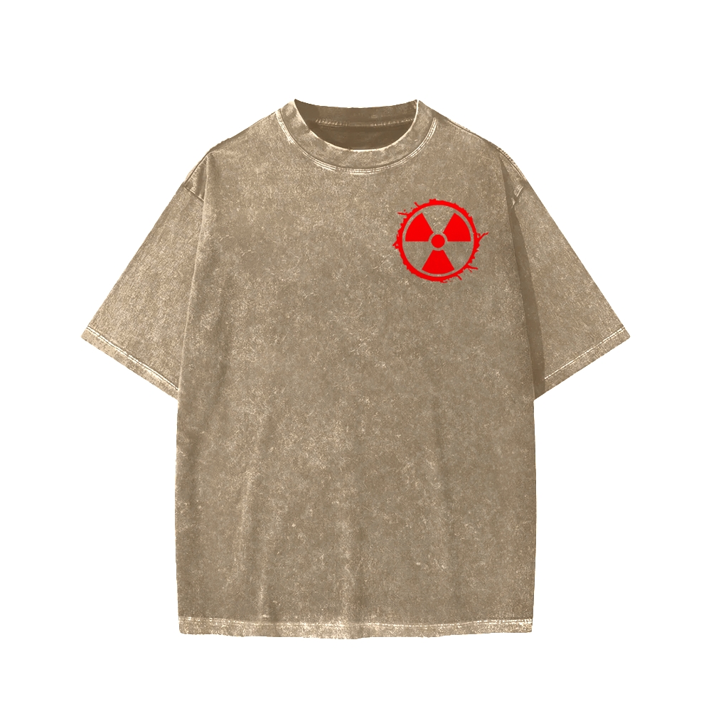 Plutonium Power Front And Back Printing Washed T-shirt