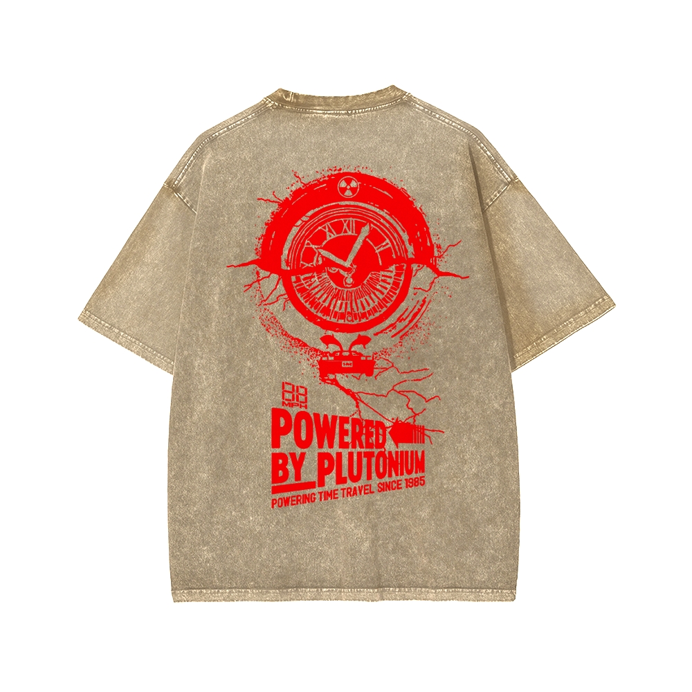 Plutonium Power Front And Back Printing Washed T-shirt