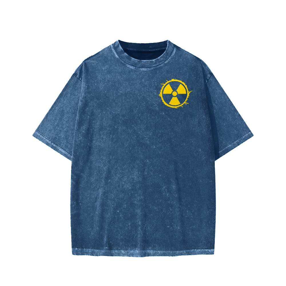 Plutonium Power Front And Back Printing Washed T-shirt
