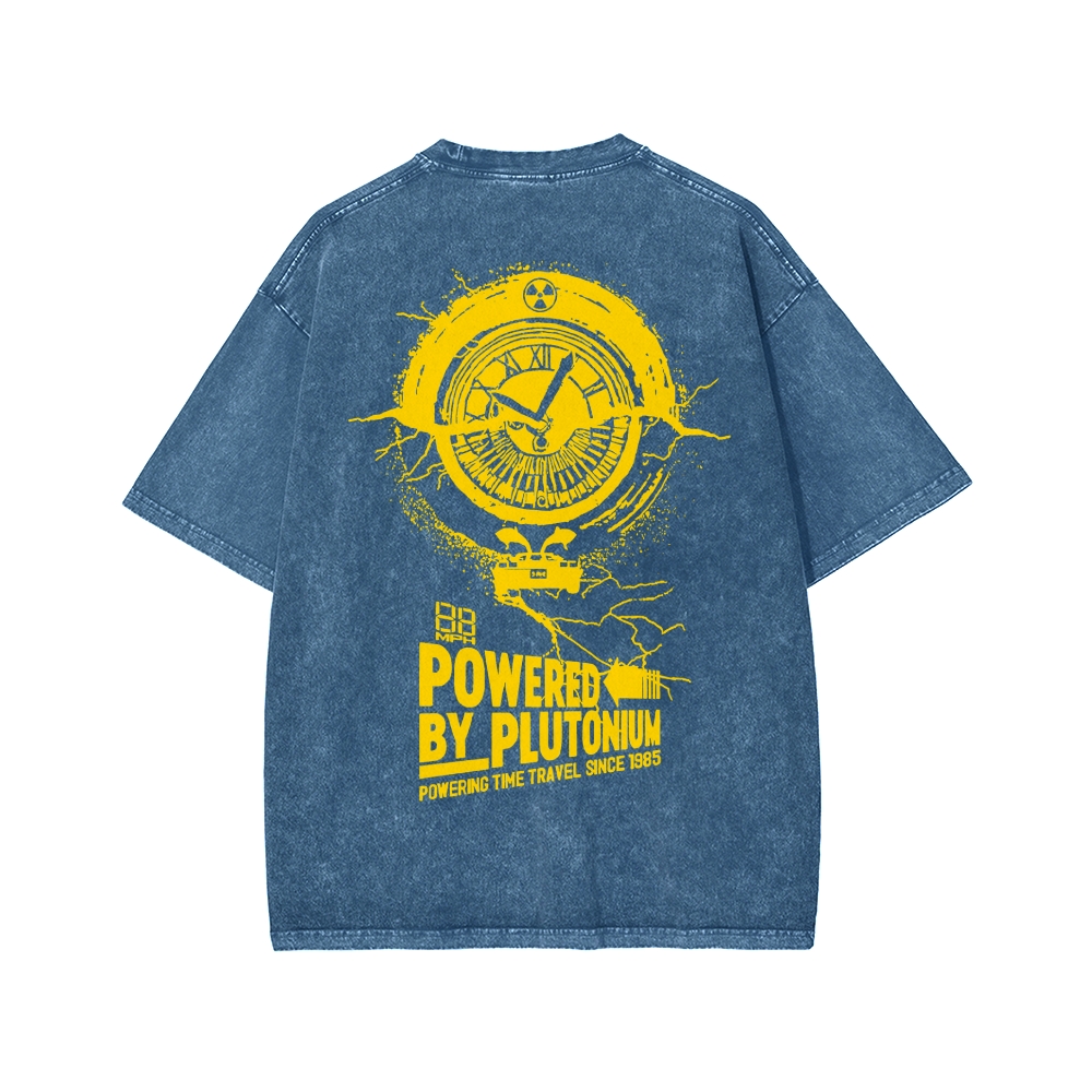 Plutonium Power Front And Back Printing Washed T-shirt