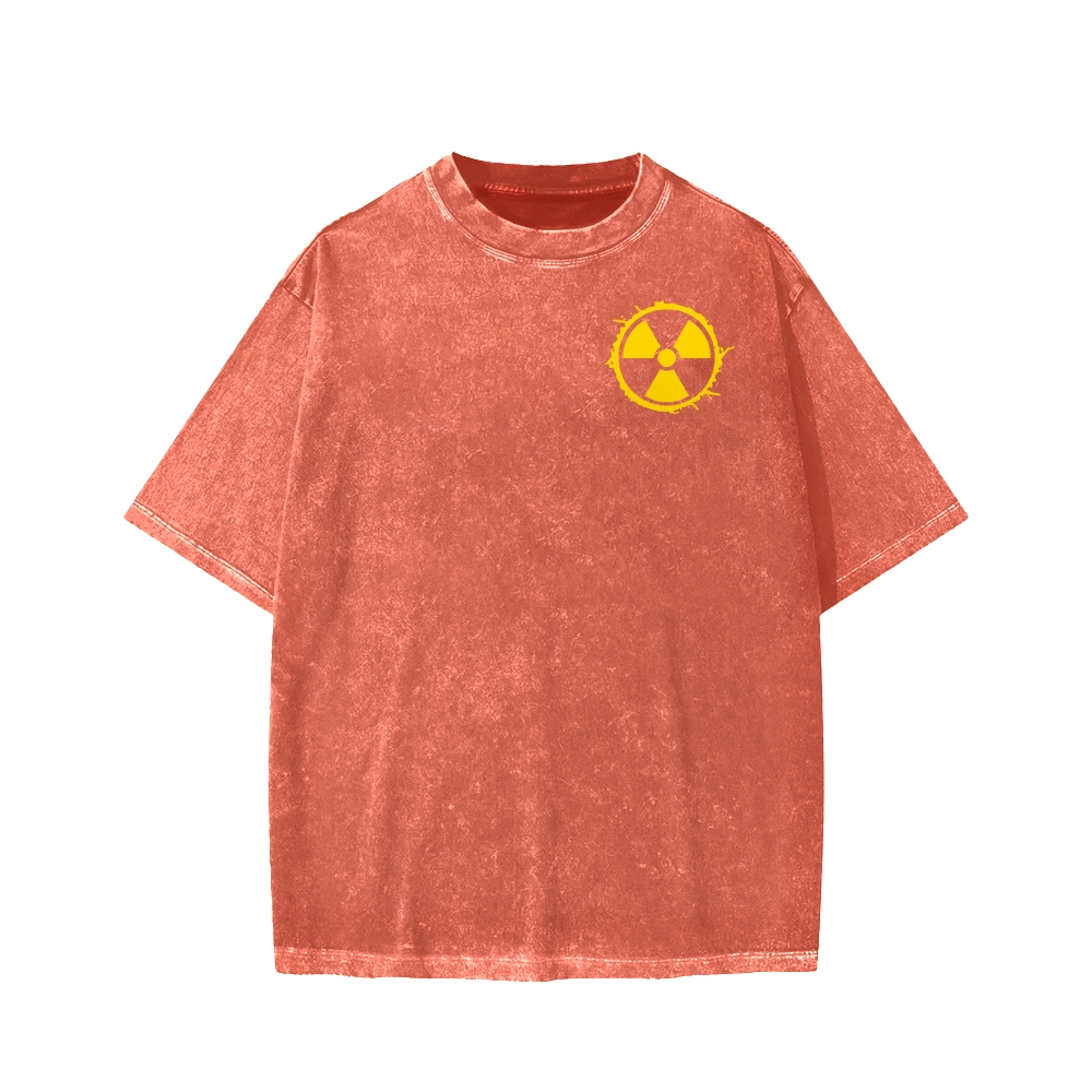 Plutonium Power Front And Back Printing Washed T-shirt