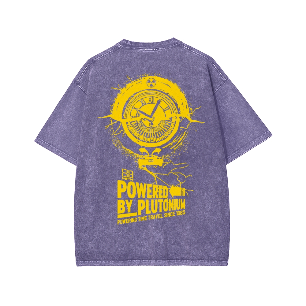 Plutonium Power Front And Back Printing Washed T-shirt