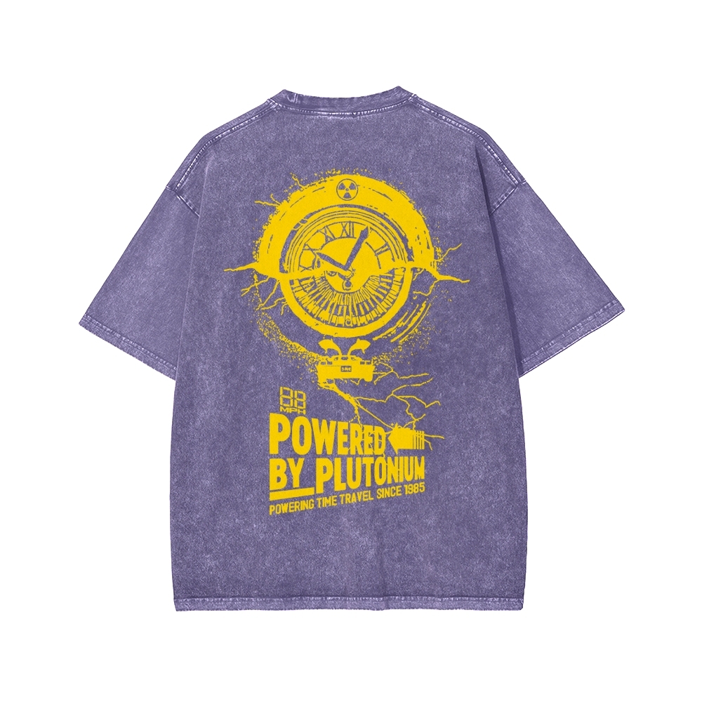 Plutonium Power Front And Back Printing Washed T-shirt